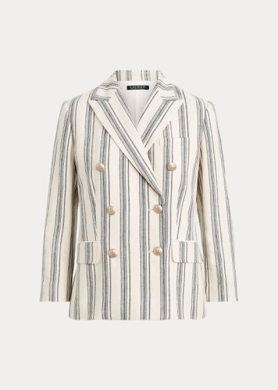 Blazer Ralph Lauren Mujer Creme Multicolor - Striped Linen Twill - IPFUR2190